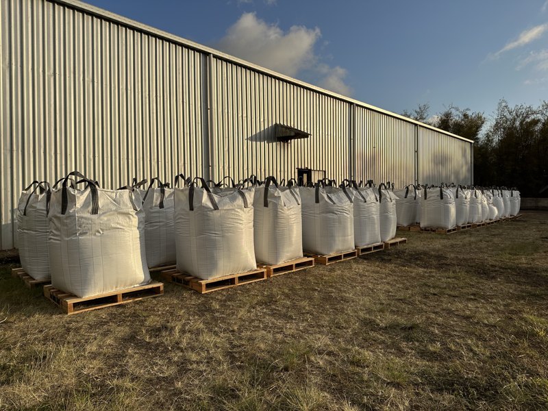 One cubic metre bulk bags of The Black Stuff ready for despatch